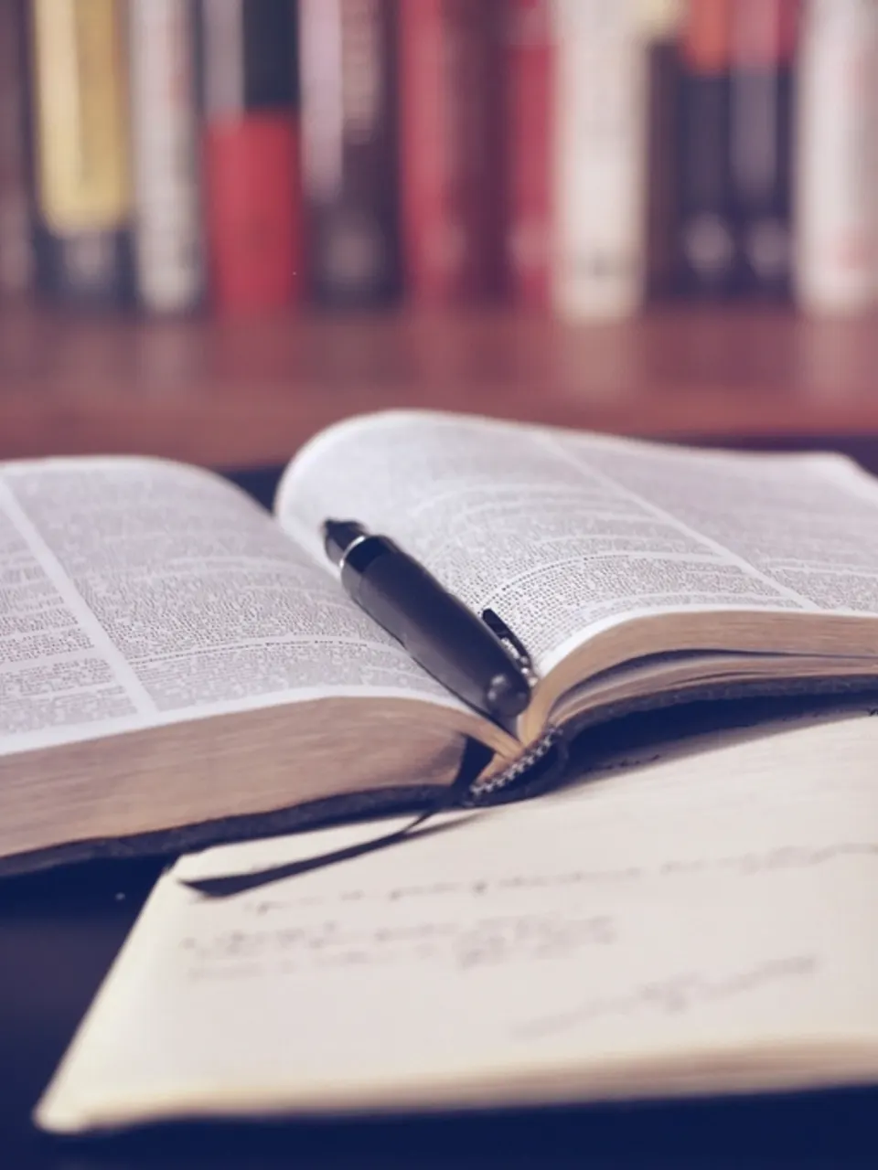 Books and notes on a study table